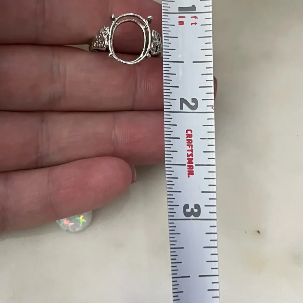 Sterling silver 925 opal and cubic zirconia statement ring